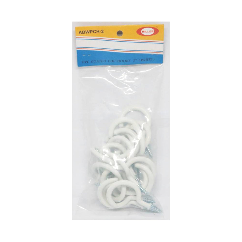 MILLER PVC Coated Cup Hooks - White (20pcs.)
