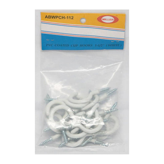 MILLER PVC Coated Cup Hooks 1-1/2 - White