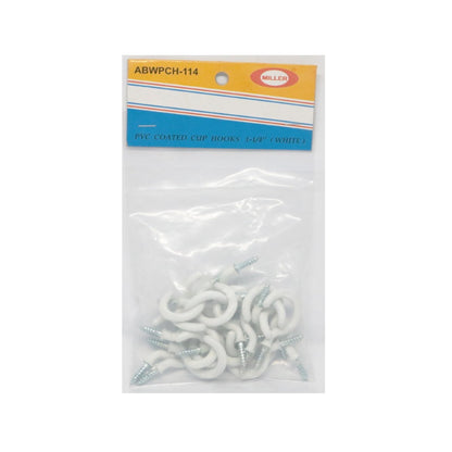 MILLER PVC Coated Cup Hooks 1-1/4"- White