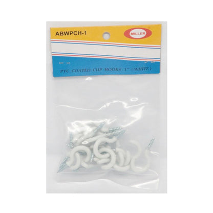 MILLER 1" PVC Coated Cup Hooks - White