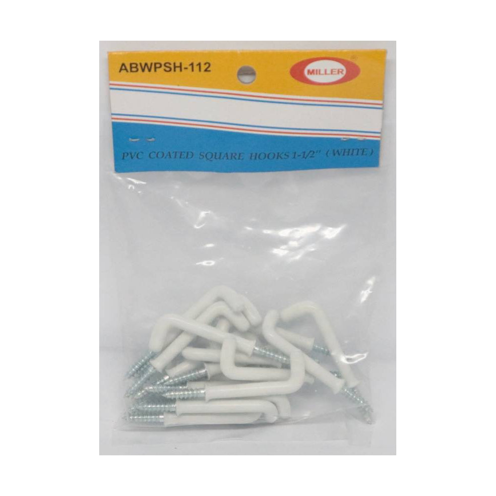 MILLER Coated Square Hooks 1-1/2"- White