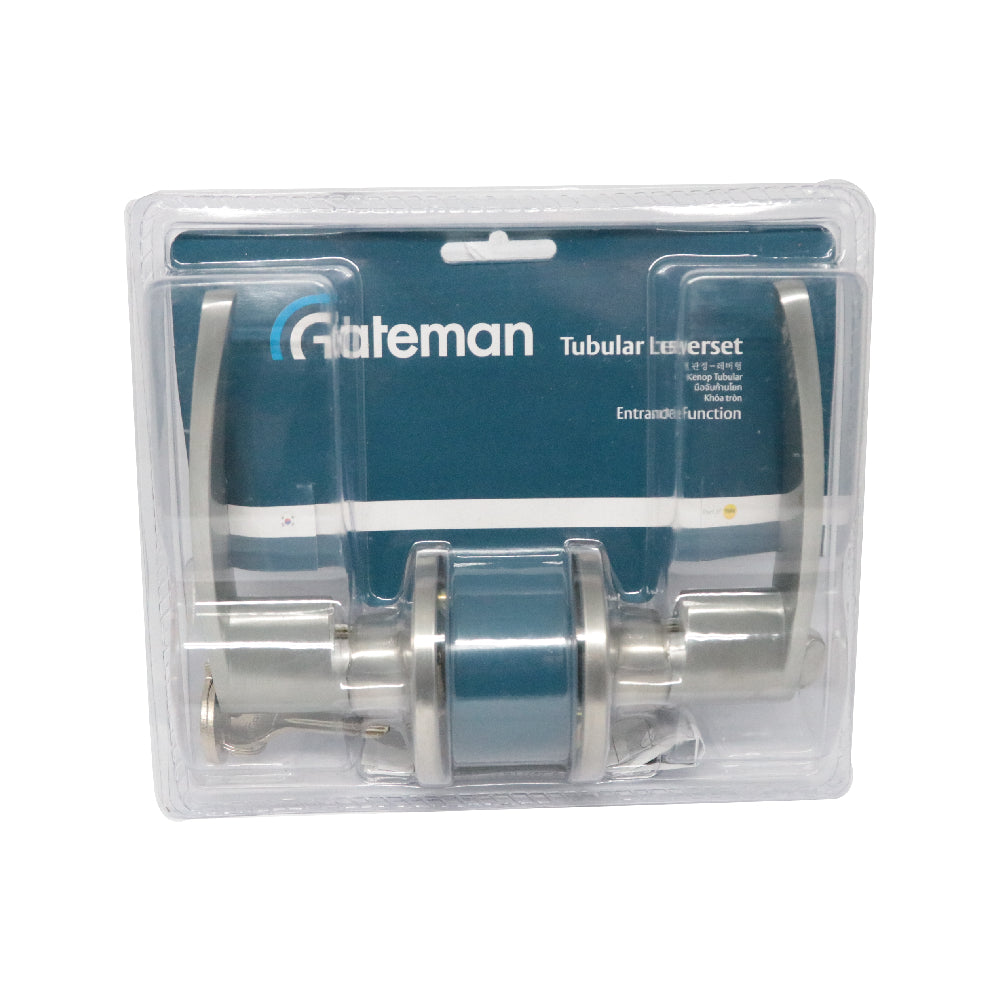 GATEMAN Lever Set Tubular Entrance Satin Nickel