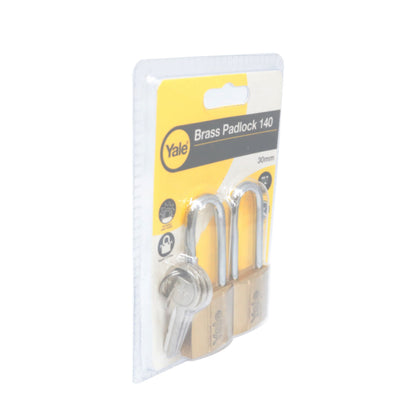 YALE Brass Padlock 30mm/40mm Shackle 2pc.