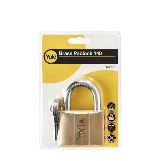 YALE 60mm Solid Brass Padlock with Keys