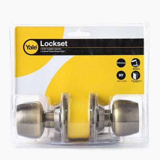 YALE Antique Brass Cylindrical Lock Set (BR5127 US5)