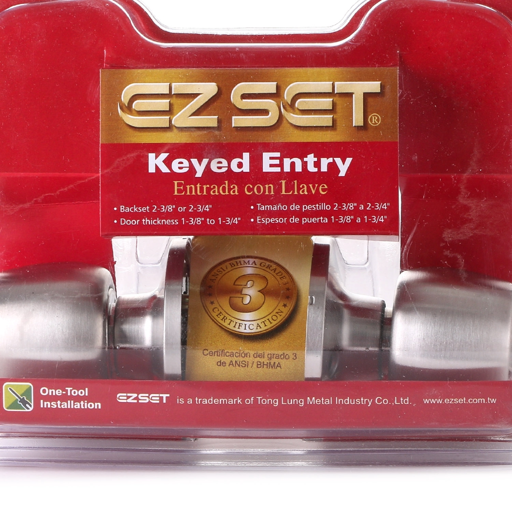 EZSET Satin Stainless Steel Entrance Doorknob Lock Set