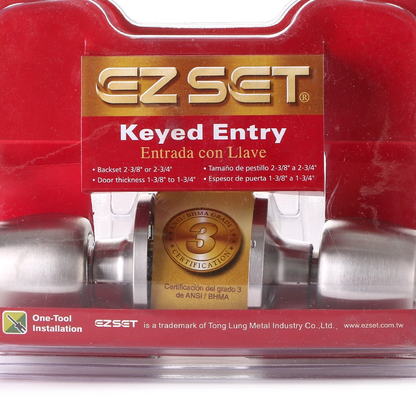EZSET Satin Stainless Steel Entrance Doorknob Lock Set