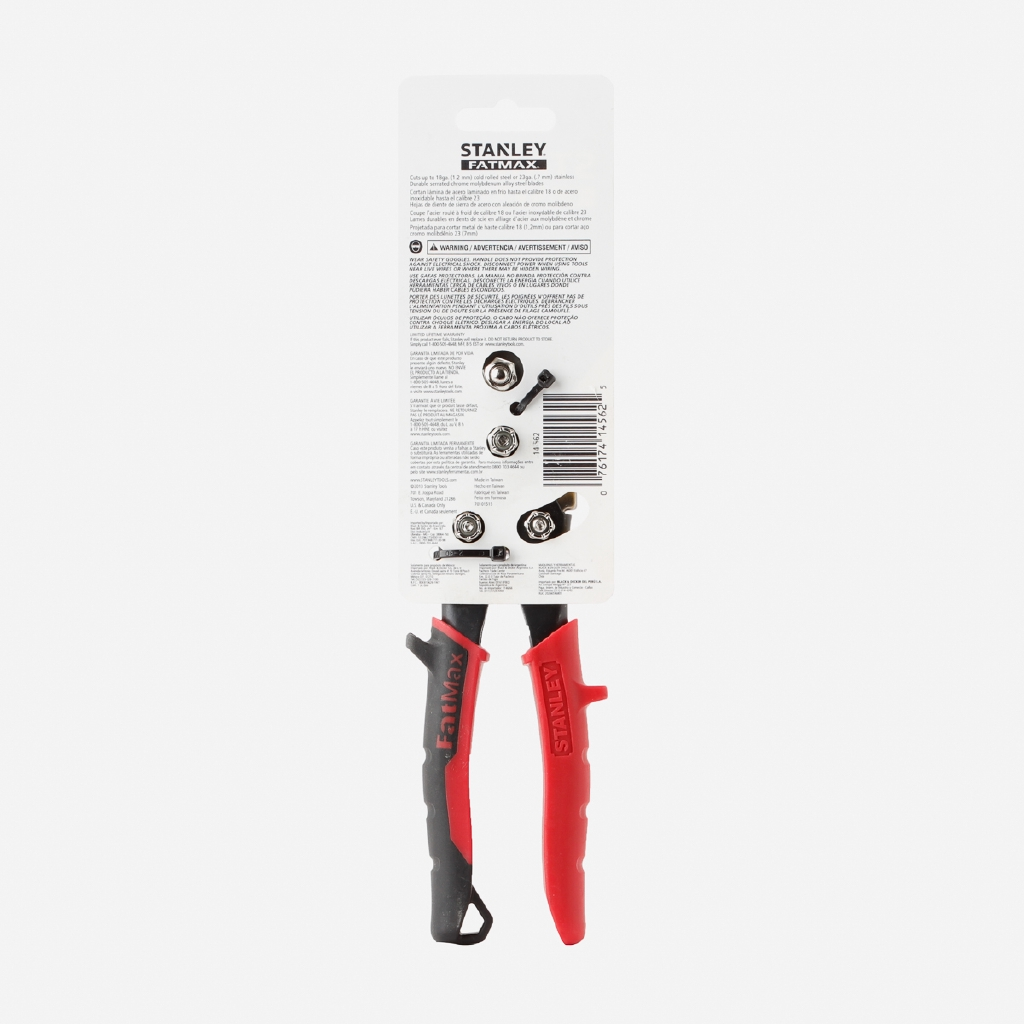 STANLEY Left Curve Compound Aviation Snips - Red (14-562)