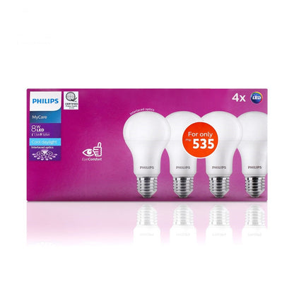 PHILIPS LED Bulb 8W Daylight - 4 Value Pack A60