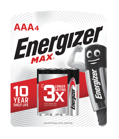 ENERGIZER Max Battery AAA 4's/pk (E92MAXBP4)