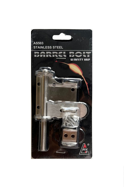 ARCHIE Stainless Steel Barrel Bolt with Safety Hasp (AS-503)