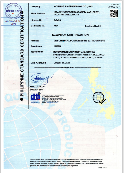 Anzen 3.6g Dry Chemical Fire Extinguisher