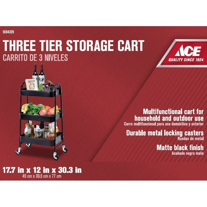 ACE 3 Tier Storage Cart - Black
