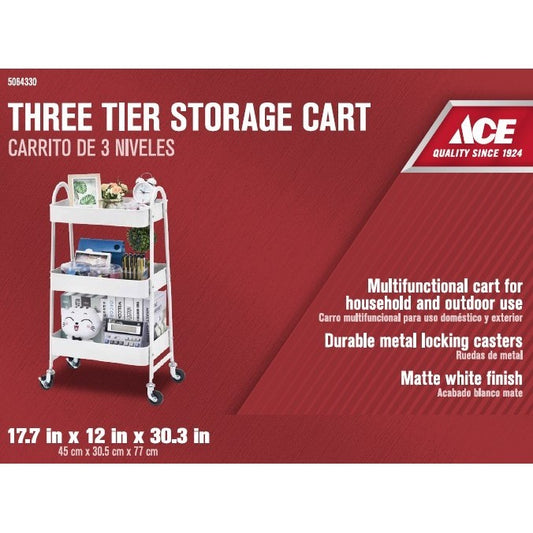 ACE 3-Tier Storage Cart 4/CS - White