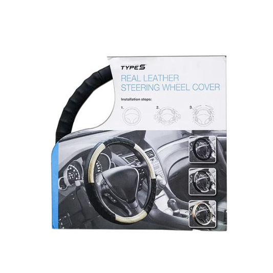 TYPE S STEERING WHEEL COVER REAL LEATHER BLACK T02485