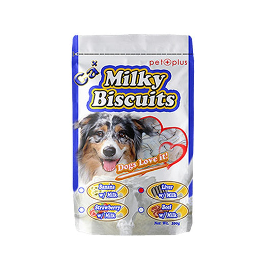 PET PLUS MILKY BISCUITS LIVER W/ MILK 200G