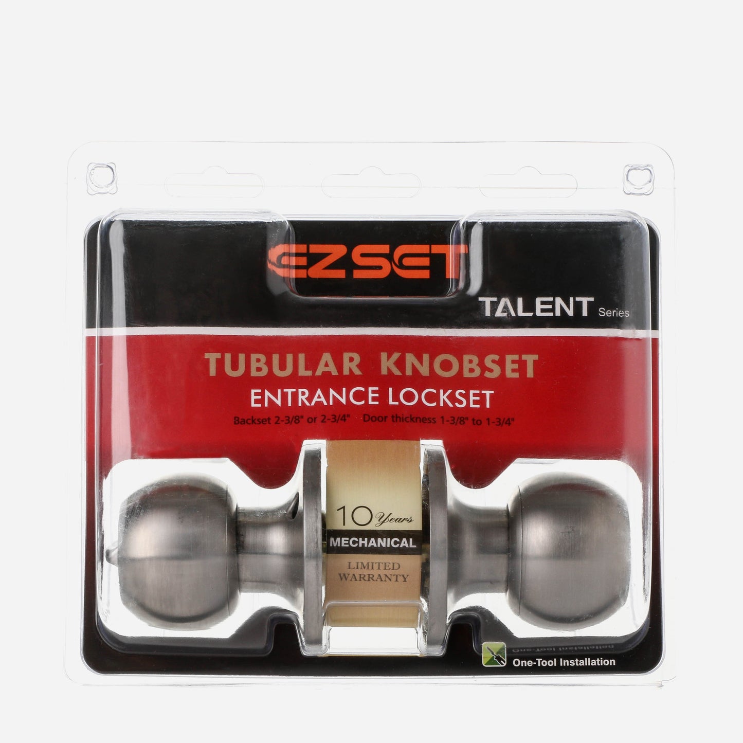 EZ-set Talent Series Stainless Steel Entrance Tubular Doorknob Lock Set