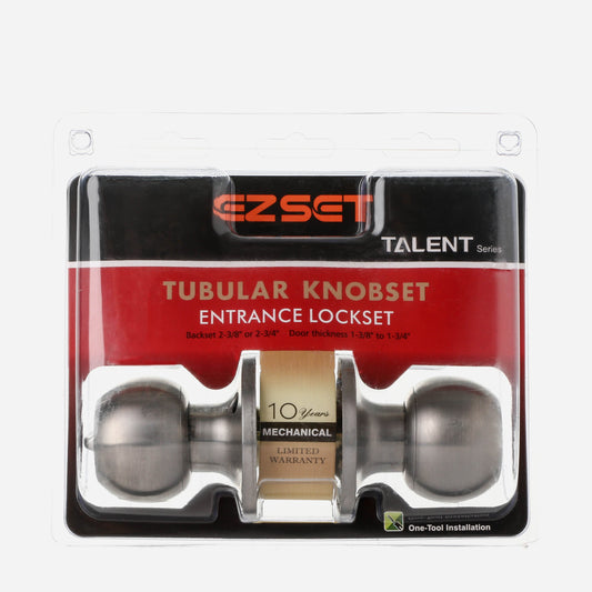 EZ-set Talent Series Stainless Steel Entrance Tubular Doorknob Lock Set