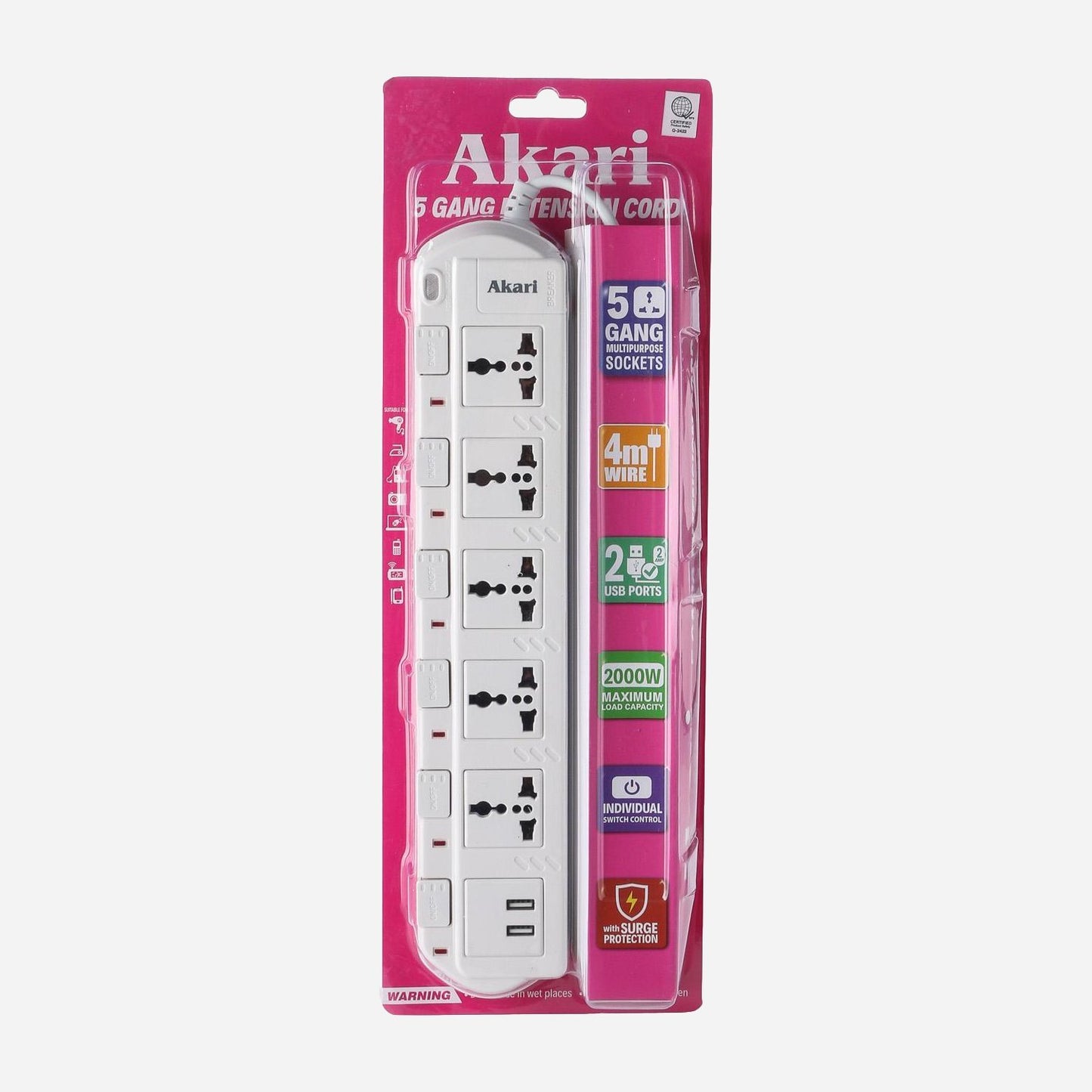 Akari 5-Gang Extension Cord AEC-923