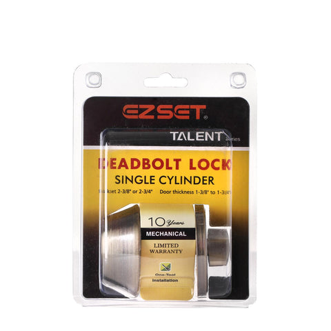 EZ-set Talent Series Antique Brass Dead Bolt Lock Single Cylinder EZTLD010AB