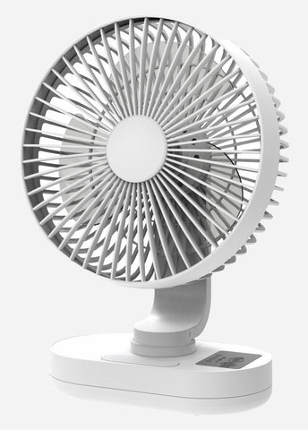 Akari Rechargeable LED Fan with Light White  ARF-8008 8"