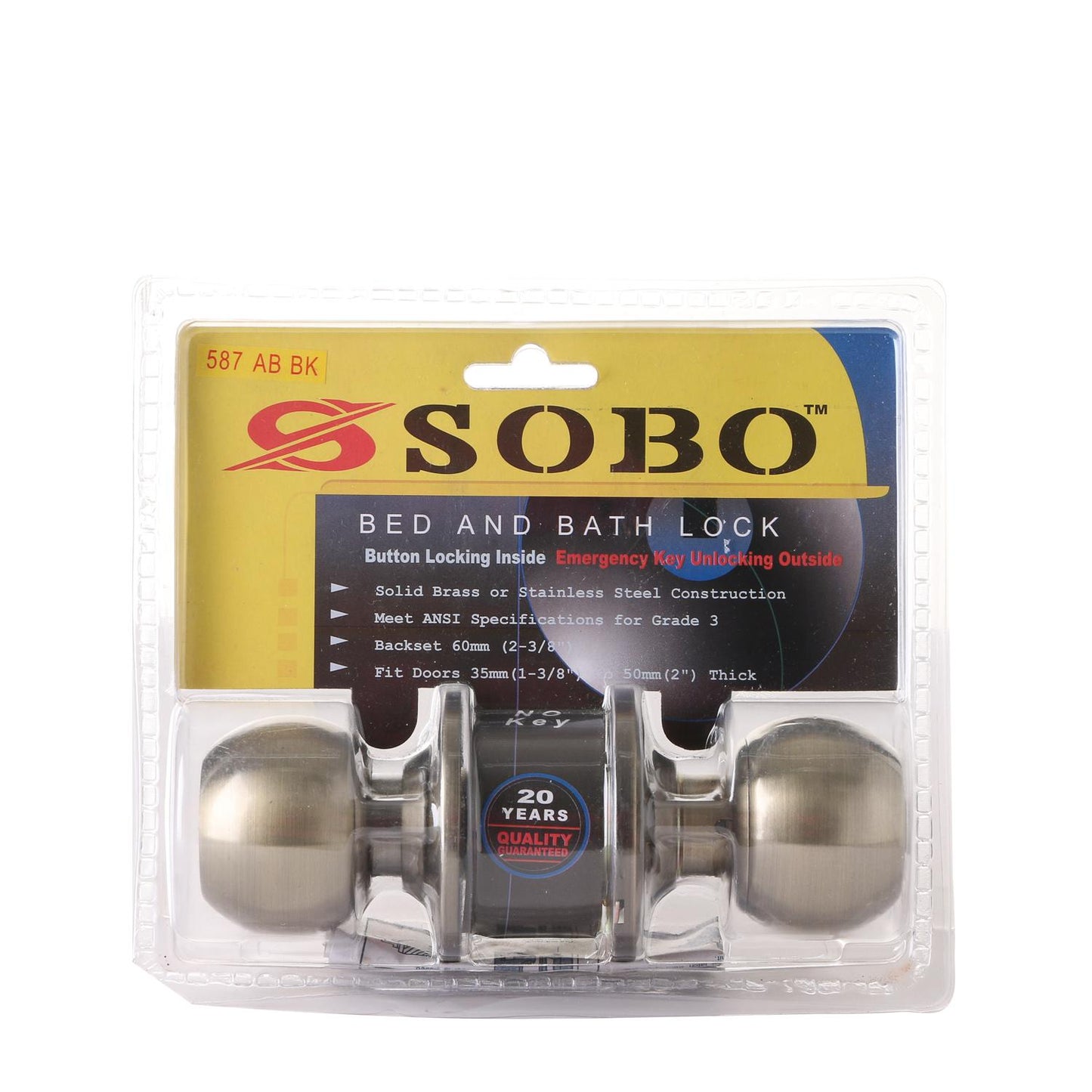 SOBO Antique Brass Bed and Bath Door Lock Set