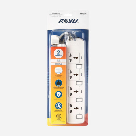 Royu 4-Gang Universal Extension Cord with Individual Switches