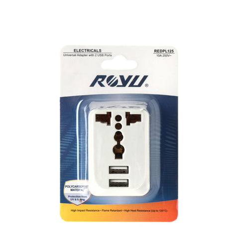 Royu Universal Adapter with USB Charger REDPL125