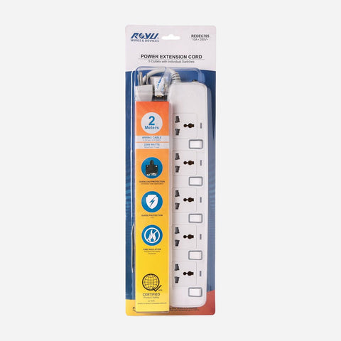 Royu 5-gang Universal Extension Cord with Individual Switches