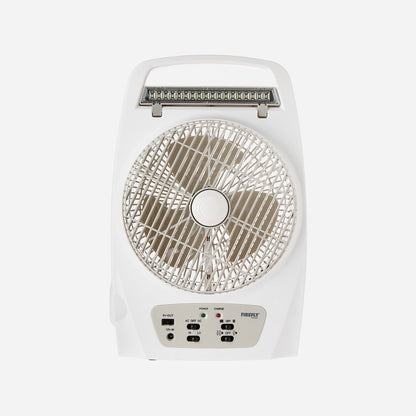 Firefly 8" Oscillating 2- Speed Fan with 18 LED Desk Lamp, Torch Light & USB Mobile Phone Charger