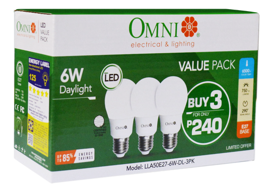 OMNI LED BULB 6W DL 3 VALUE PACK