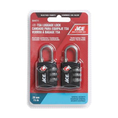 Ace 2 Pack TSA Luggage Lock 28mm Set Black AHPI