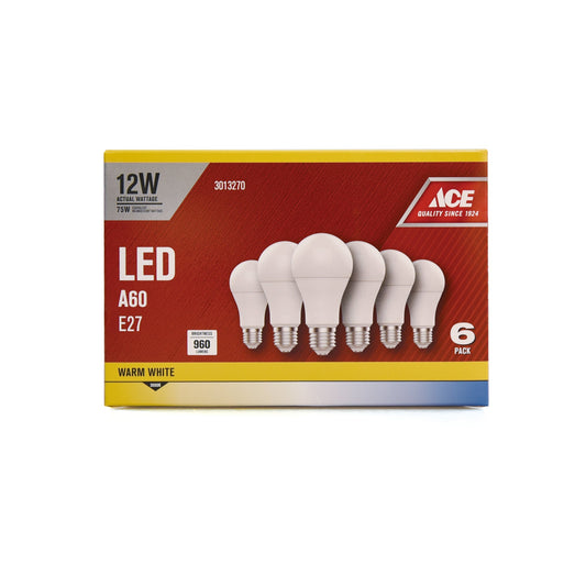 ACE LED Bulb A60 12W E27 3000K WW 6PK
