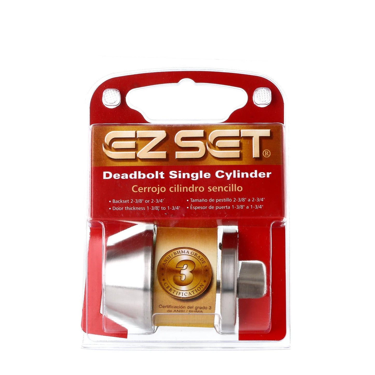 EZ-set Satin Stainless Steel Single Cylinder Deadbolt Lock