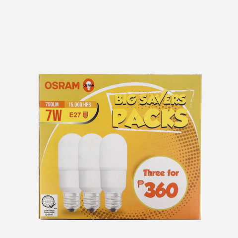 Osram 3-Pack LED Stick Bulb 7W Set