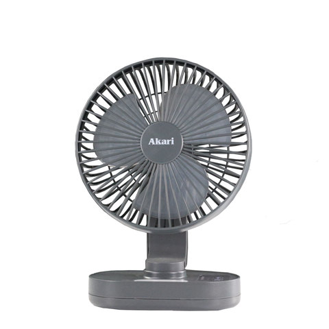 Akari Rechargeable LED Fan with Light ARF-8008" Dark Gray