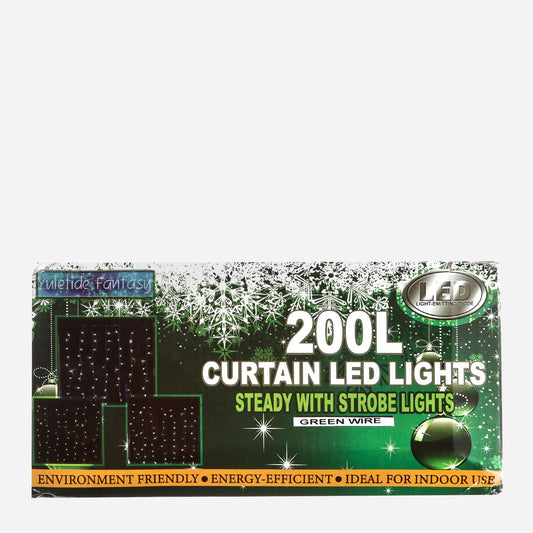 Yuletide Fantasy 200 Curtain Strobe LED Christmas Lights 3m - Cool White
