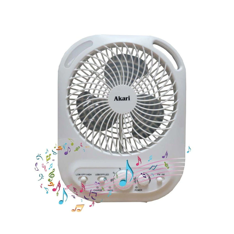 Akari 6" Rechargeable Box Fan with Radio and Night Light
