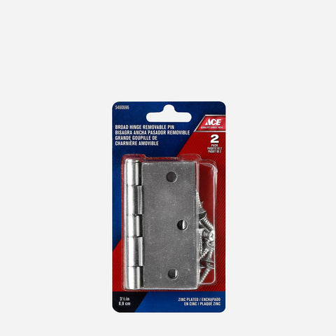 ACE 2-Pack Broad Hinge Removable Pin 3.5in. Set Zinc