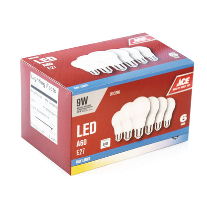 ACE LED Bulb A60 9W E27 6500K Daylight 6-Pack