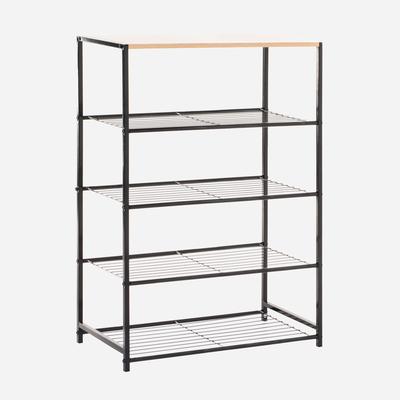 Ace 5-Tier Shoe Rack with Wooden Shelf