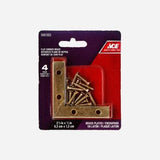 Ace 4-Pack Flat Corner Brace 2.5x0.5in. Set – Brass Plated