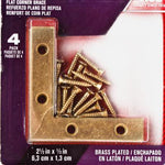 Ace 4-Pack Flat Corner Brace 2.5x0.5in. Set – Brass Plated