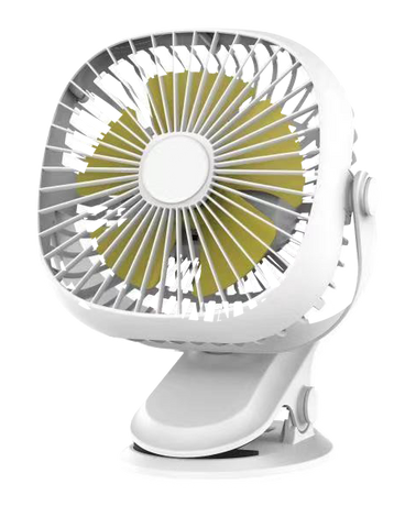 Akari Rechargeable Clip Fan with LED Power- White