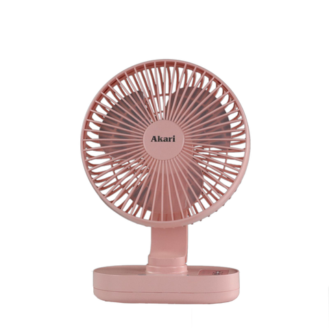 Akari Rechargeable LED Fan with Light ARF-8008" Pink