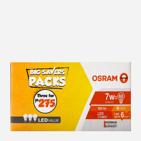 Osram 3-Pack LED Eco Classic Bulb 7W Daylight Set
