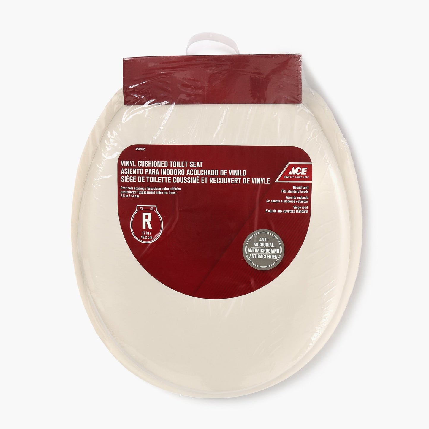 ACE Round 17" Bone Vinyl Toilet Seat Cover