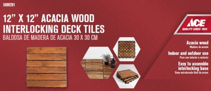 ACE 6-Pc Wooden Deck Tiles (6-Slats)