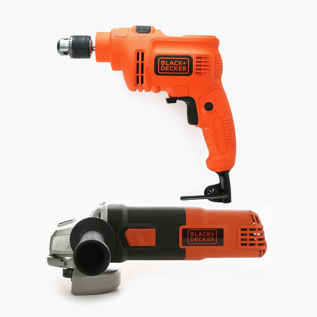 COD】 BLACK DECKER™ Combo Pack: TP555K-B1 10mm 550W Hammer Drill and G720 –  100mm 820W Small Angle Grinder