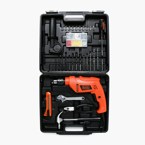 Black & Decker HD555KMPR Hammer Drill 13mm DIY Set with FREE HEAT GUN